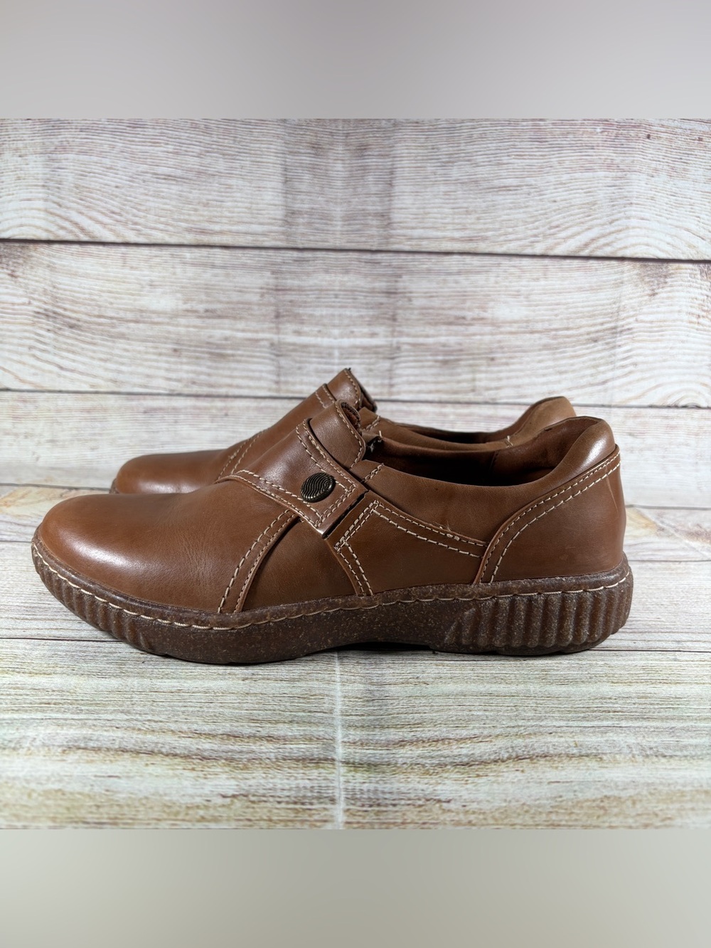 Clarks Collection Caroline Pearl Womens Size 8.5 W Leather Slip On Comfort Shoes